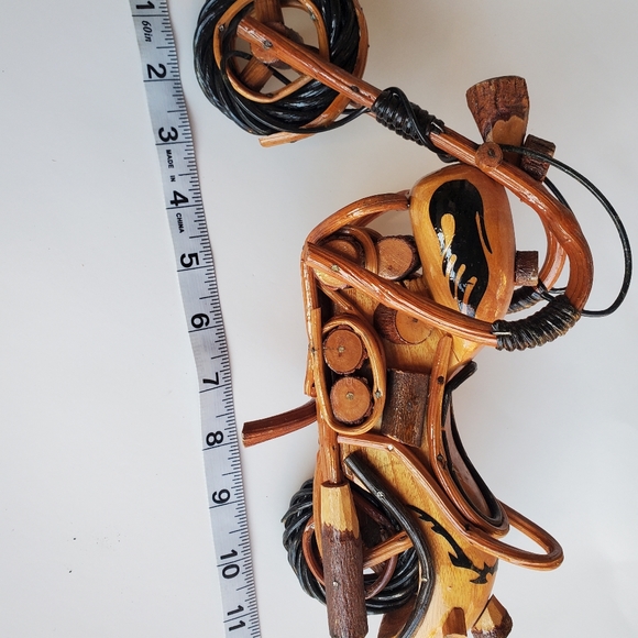 Wooden Motorcycle Model Handmade Chopper Collectible Sculpture Cycle 12" 6" 3" - Picture 10 of 13